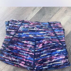 lululemon athletica Women's Striped Athletic Shorts - Blue and Pink